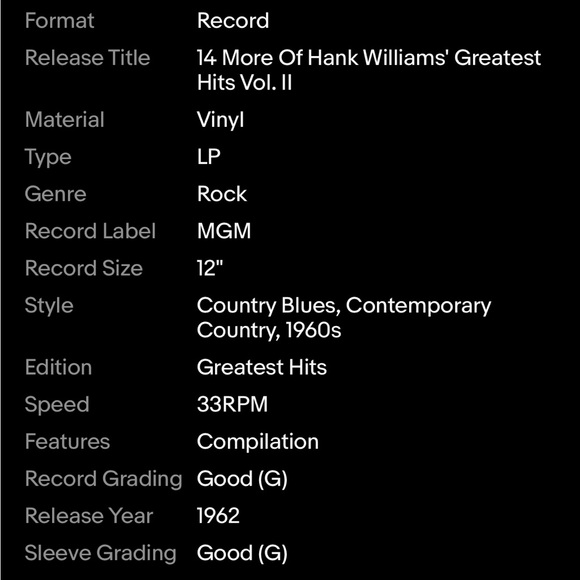 Hank Williams 14 More Of Hank Williams Greatest Hits Vol. II 12" Album LP Vinyl - Picture 15 of 15
